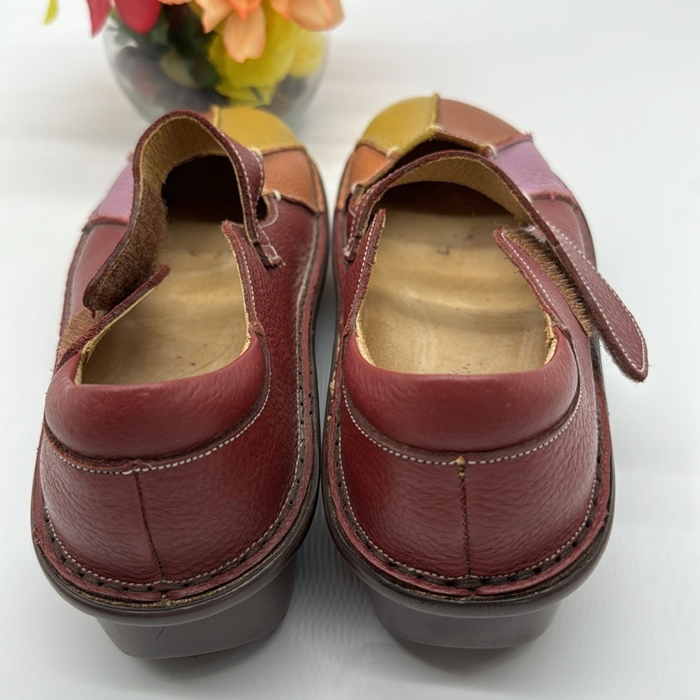 Spring Step Multi color Leather Red Orange Pink Maryjane Clog Size 39 CM6967D - Picture 3 of 6